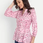 TOPS FOR WOMEN WESTERN WEAR FLORAL PINK